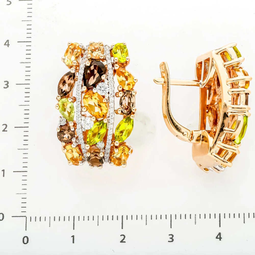 Серьги с фианитом из красного золота 585 пробы 3