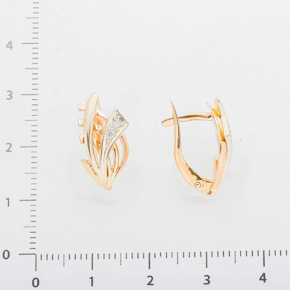 Серьги с фианитом из красного золота 585 пробы 2