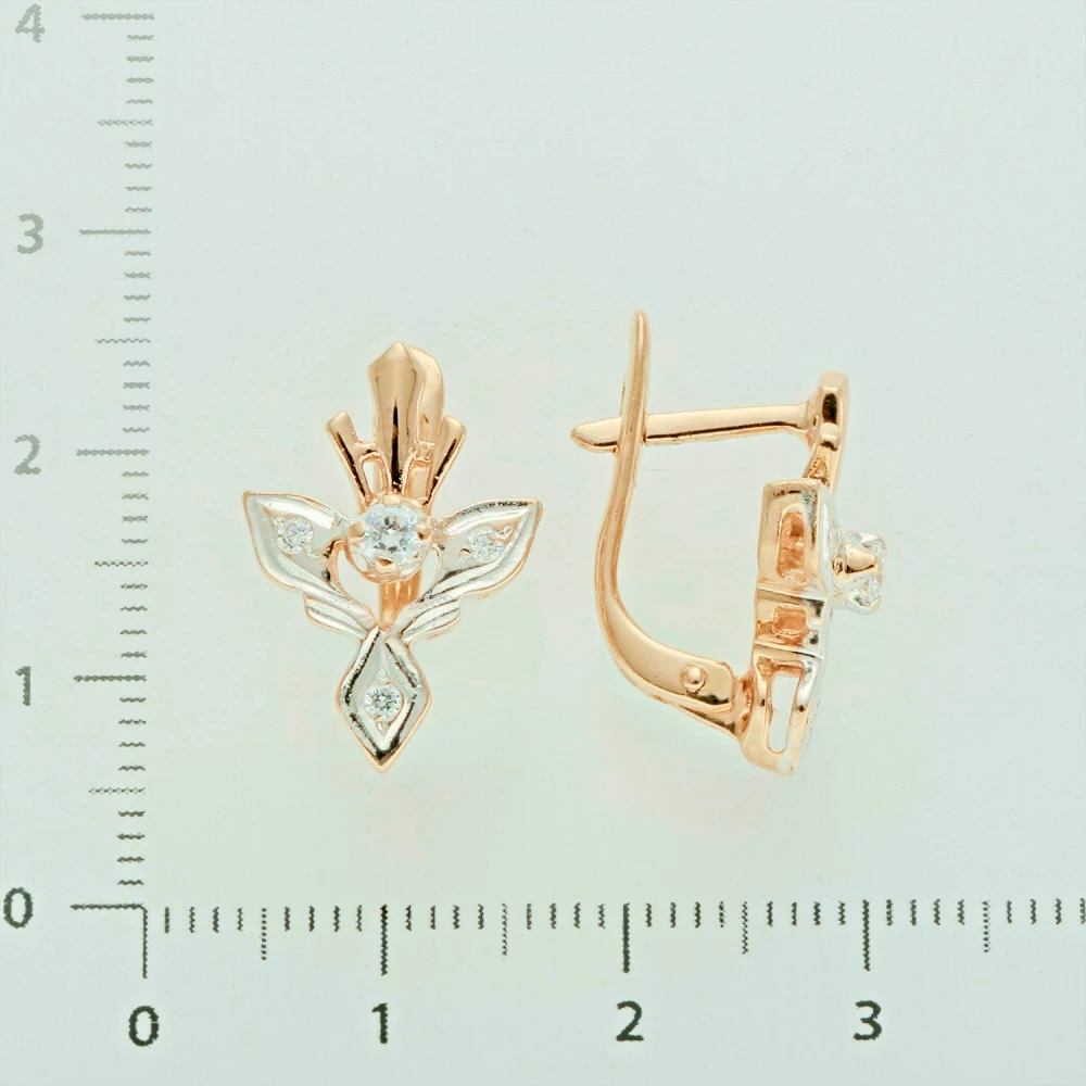 Серьги с фианитом из красного золота 585 пробы 2