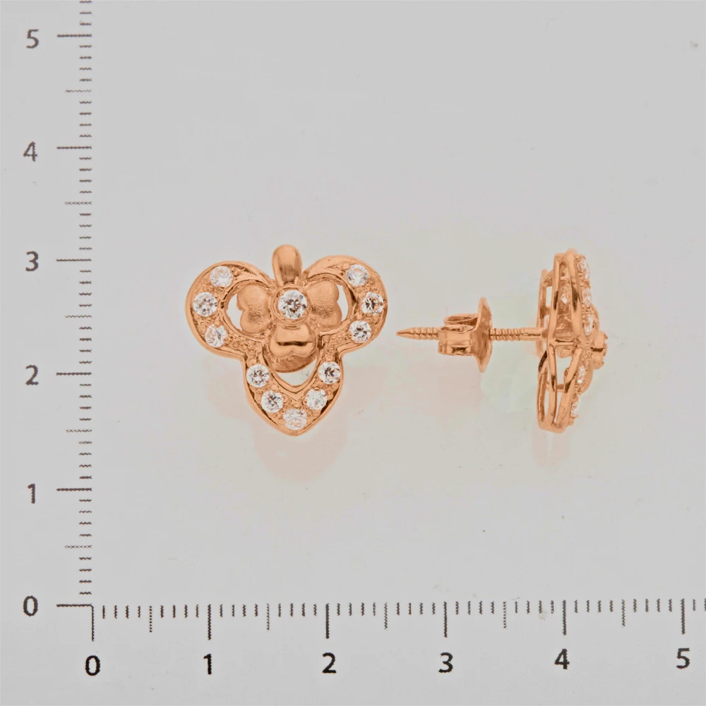 Серьги с фианитом из желтого золота 750 пробы 2