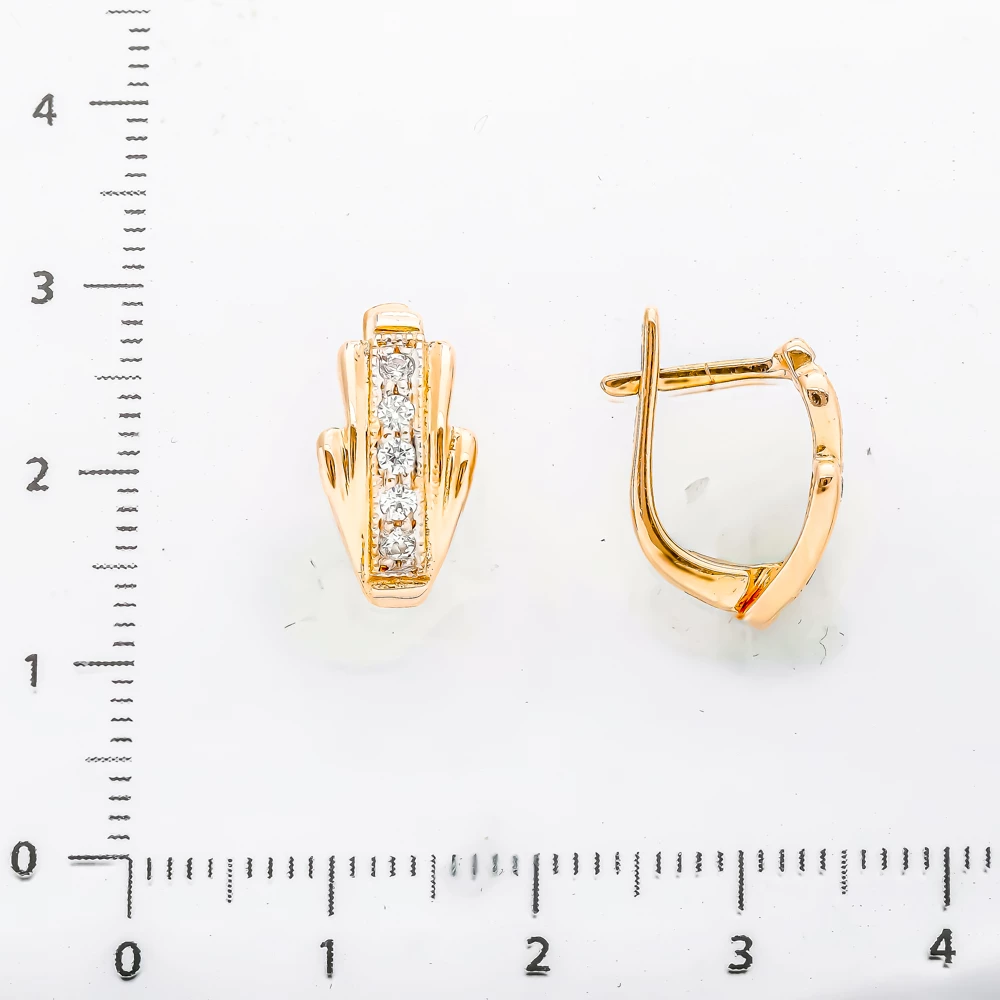 Серьги с фианитом из красного золота 585 пробы 2