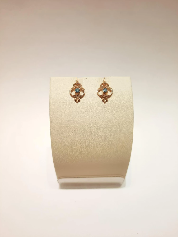 Серьги с фианитом из красного золота 585 пробы 1