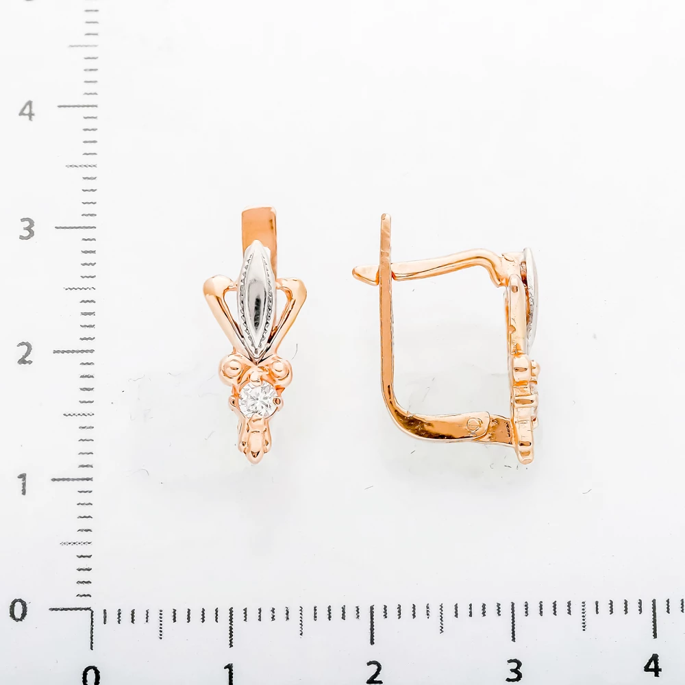 Серьги с фианитом из красного золота 585 пробы 2