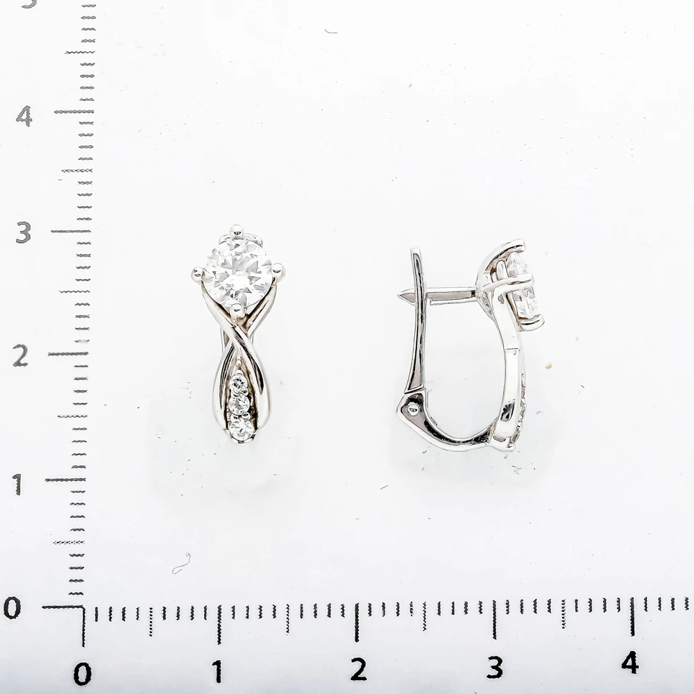 Серьги с фианитом из белого золота 585 пробы 2