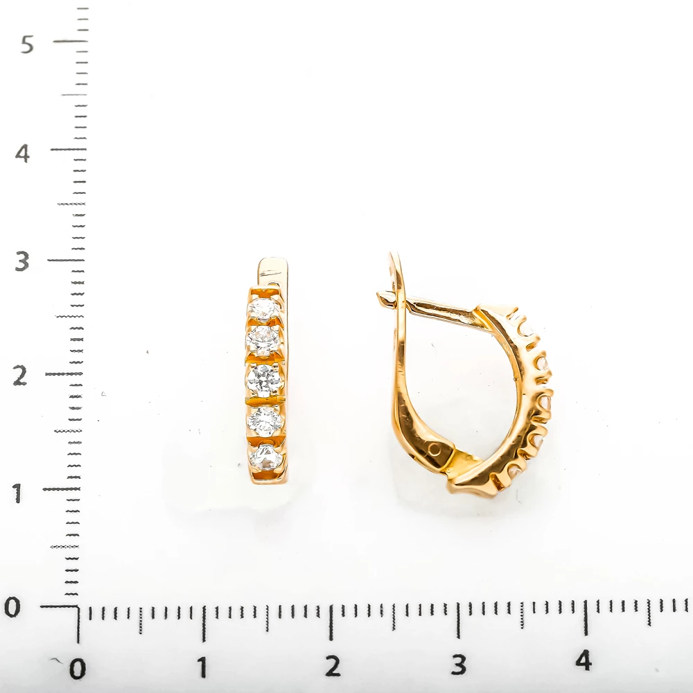 Серьги с фианитом из красного золота 585 пробы 2