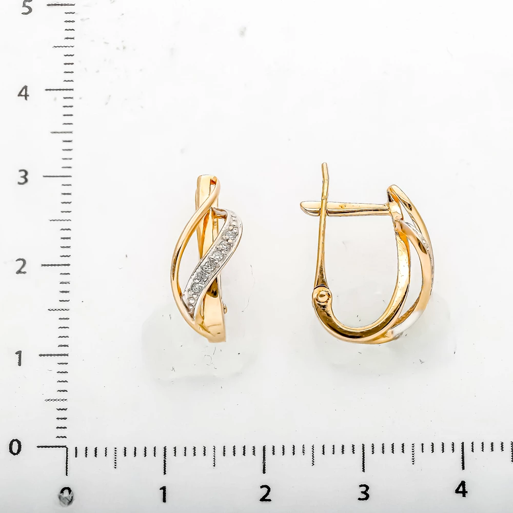 Серьги с фианитом из красного золота 585 пробы 2