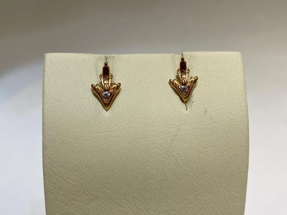Серьги с фианитом из красного золота 500 пробы 1