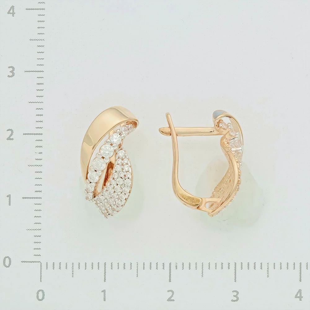 Серьги с фианитом из красного золота 585 пробы 2