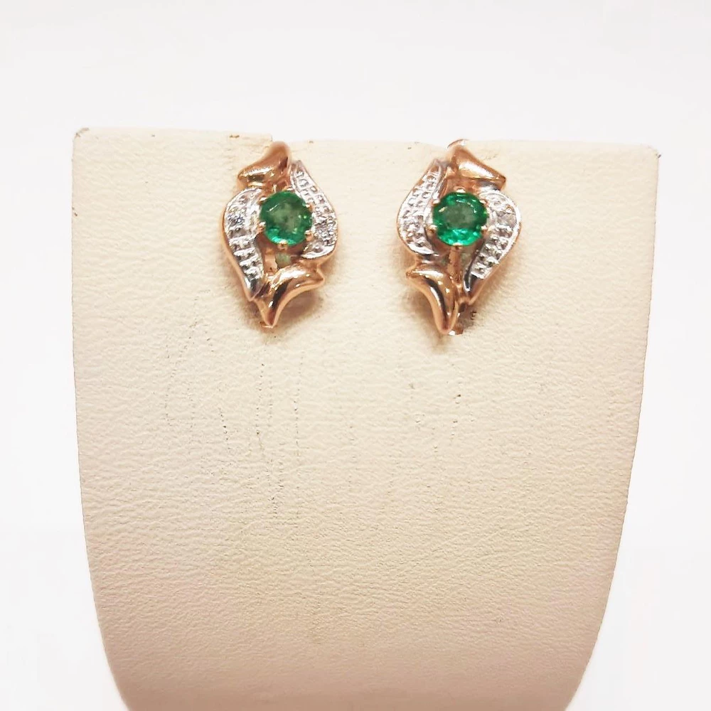 Серьги с фианитом из красного золота 585 пробы 1