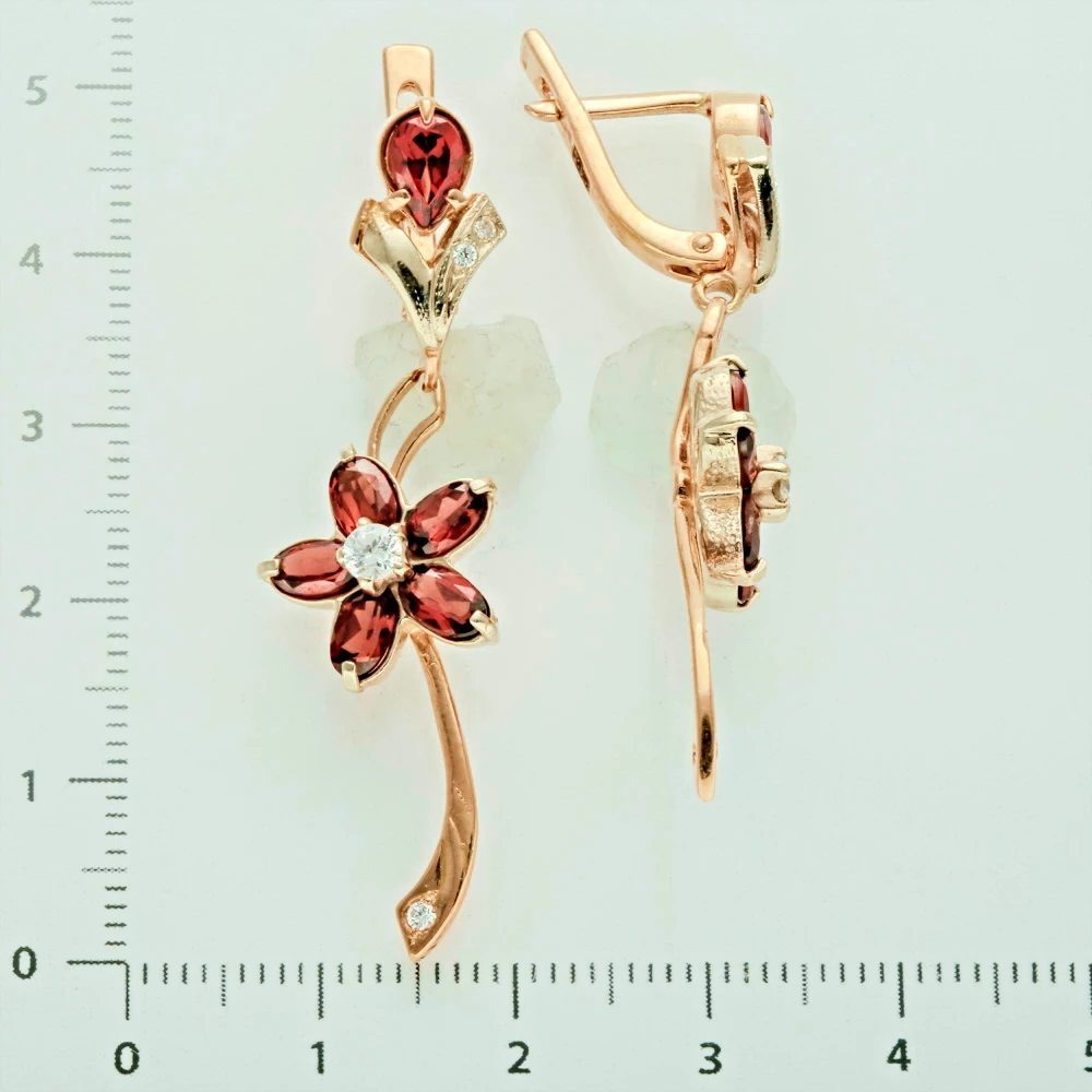Серьги с фианитом из красного золота 585 пробы 2