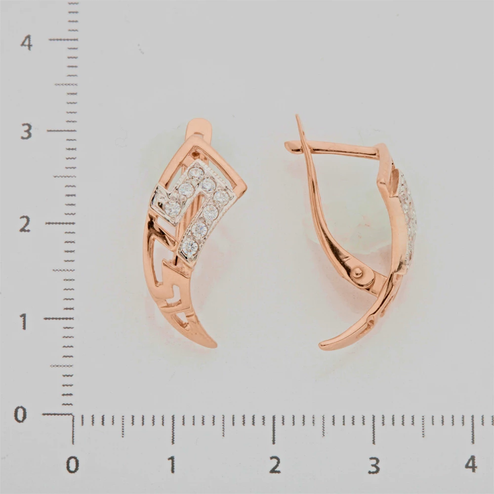 Серьги с фианитом из красного золота 585 пробы 2