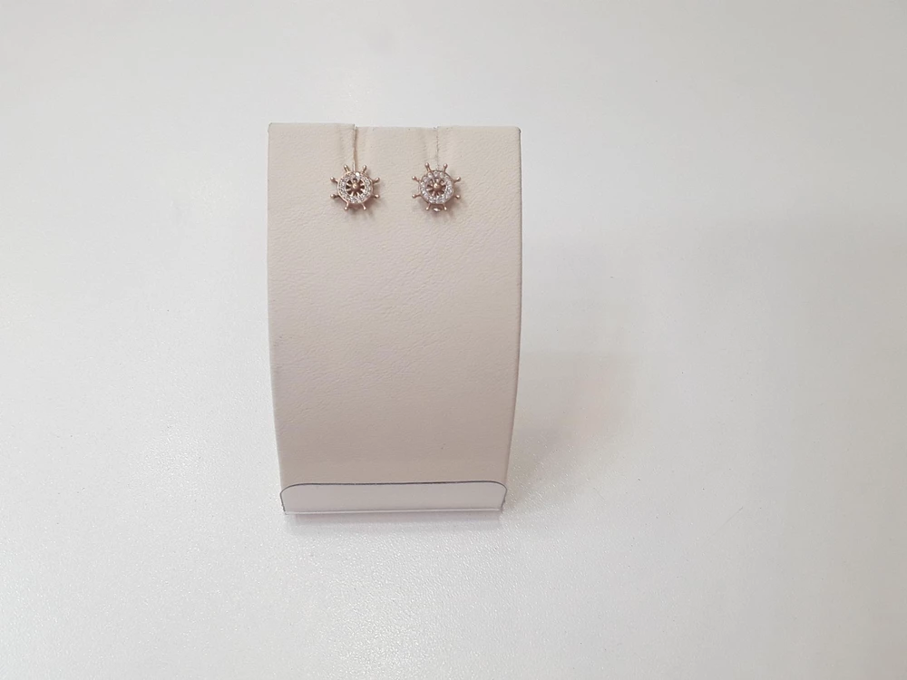 Серьги с фианитом из красного золота 585 пробы 1