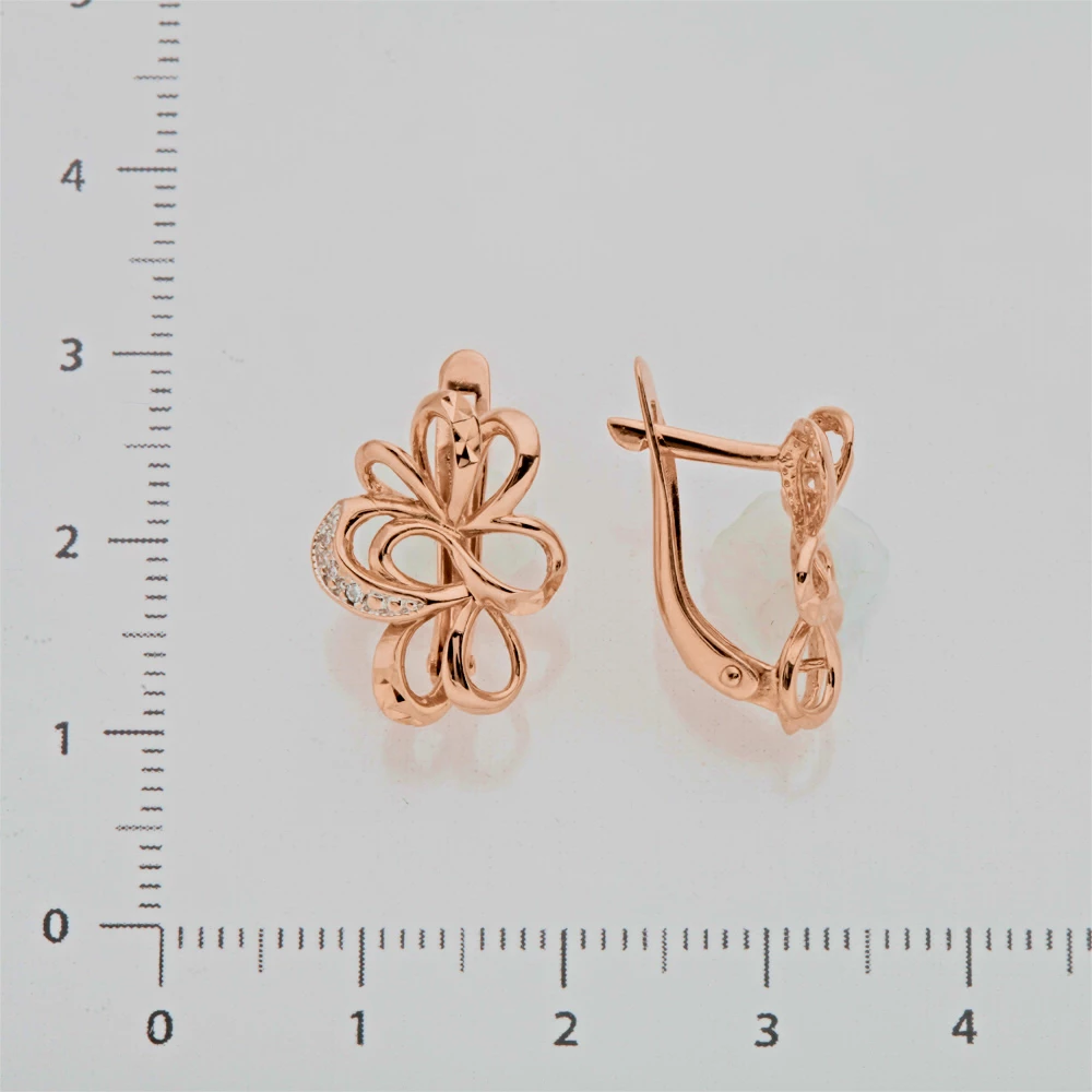 Серьги с фианитом из красного золота 585 пробы 2