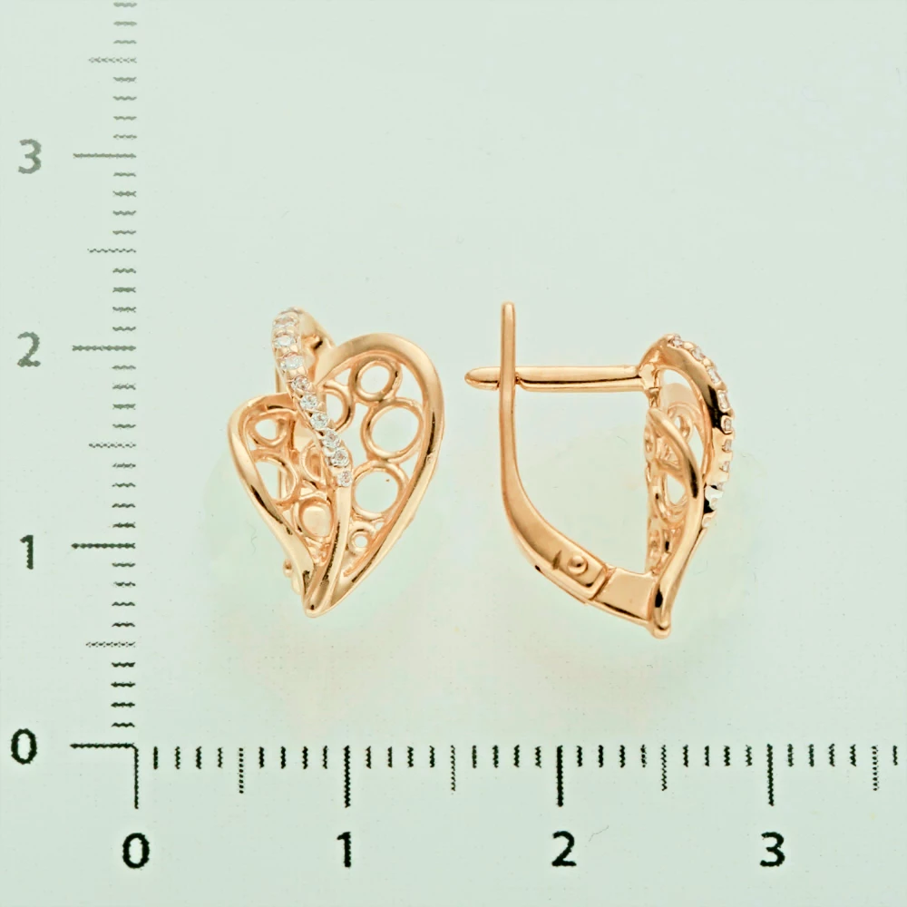 Серьги с фианитом из красного золота 585 пробы 2