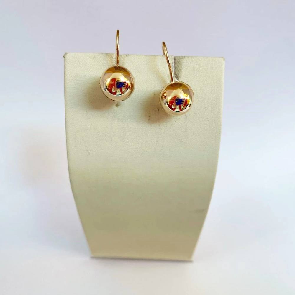 Серьги с фианитом из красного золота 585 пробы 1