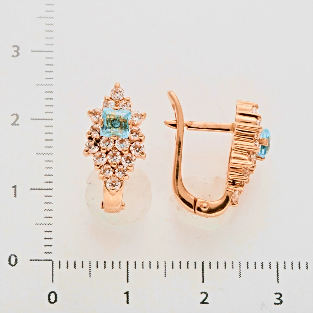 Серьги с фианитом из красного золота 585 пробы 2