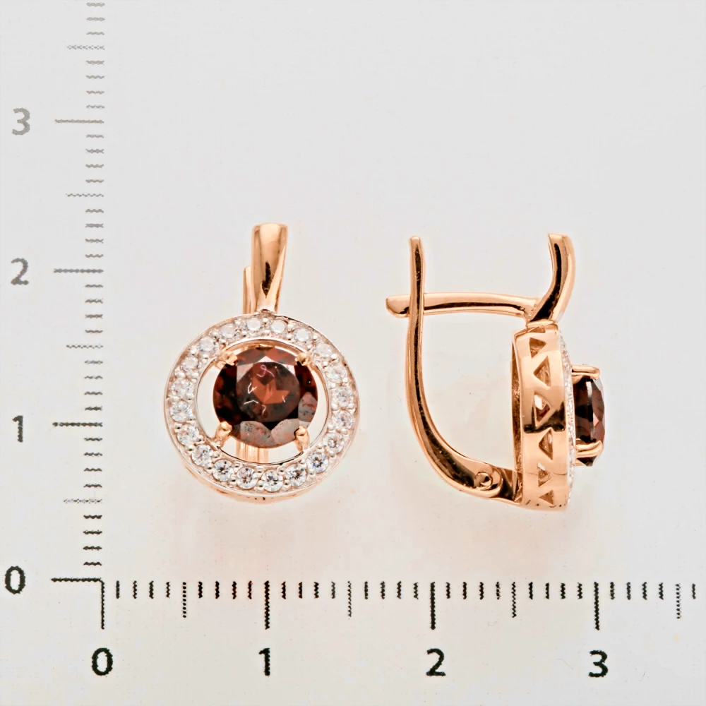 Серьги с фианитом из красного золота 585 пробы 2