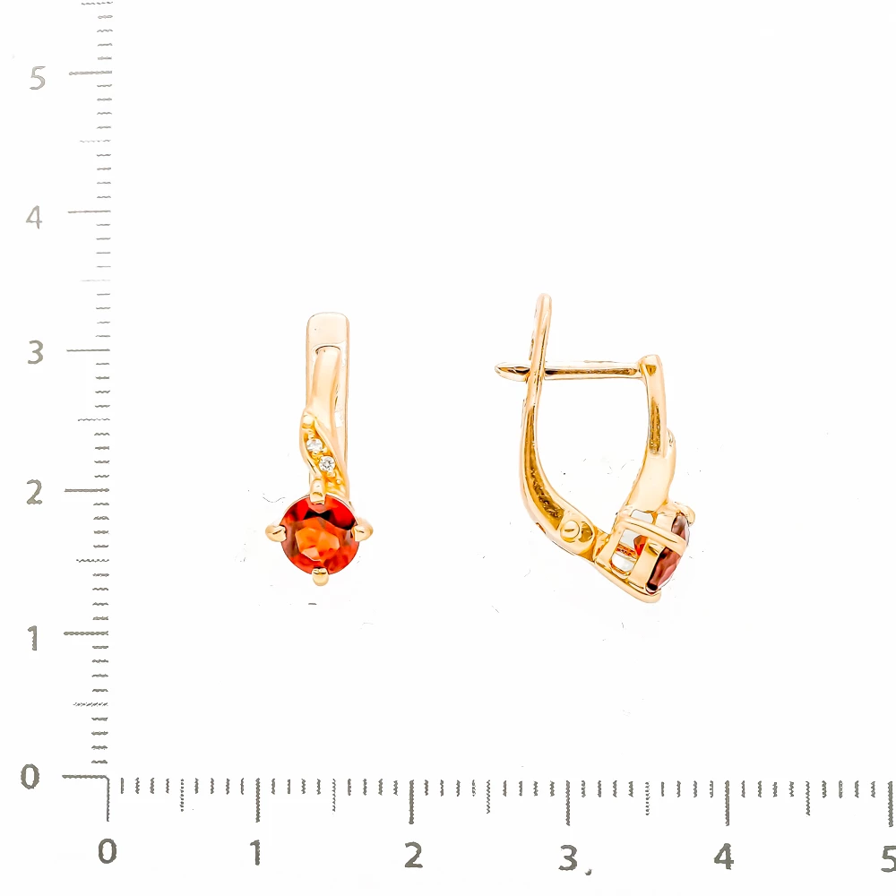 Серьги с фианитом из красного золота 585 пробы 2