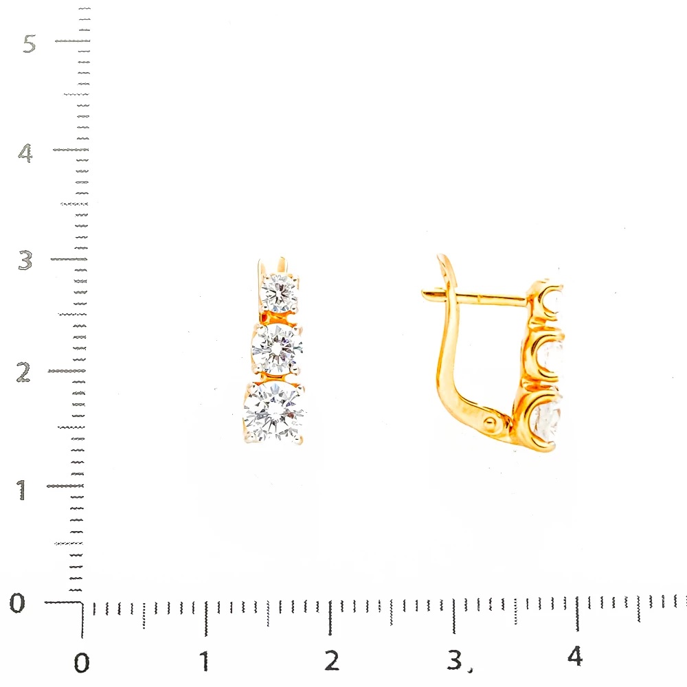 Серьги с фианитом из красного золота 585 пробы 2