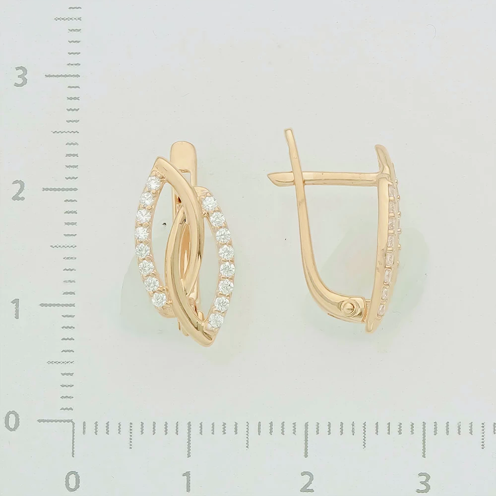 Серьги с фианитом из красного золота 585 пробы 2