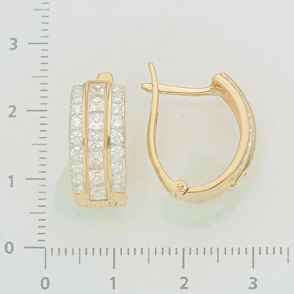 Серьги с фианитом из красного золота 585 пробы 2