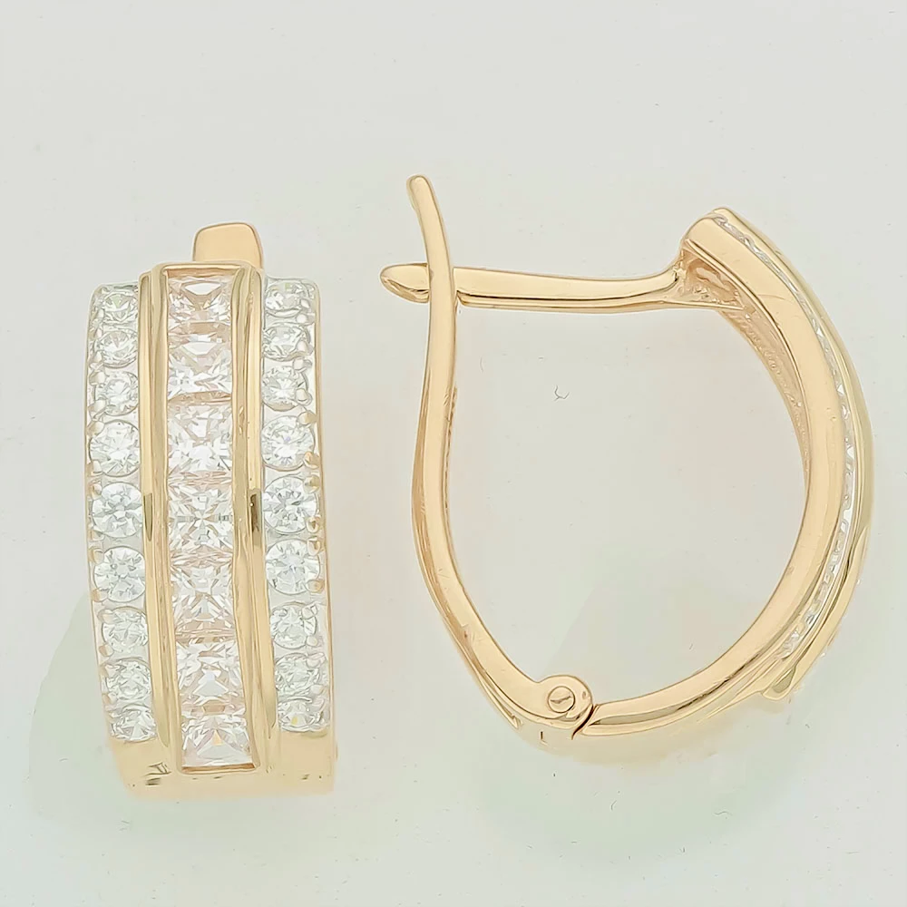 Серьги с фианитом из красного золота 585 пробы 1