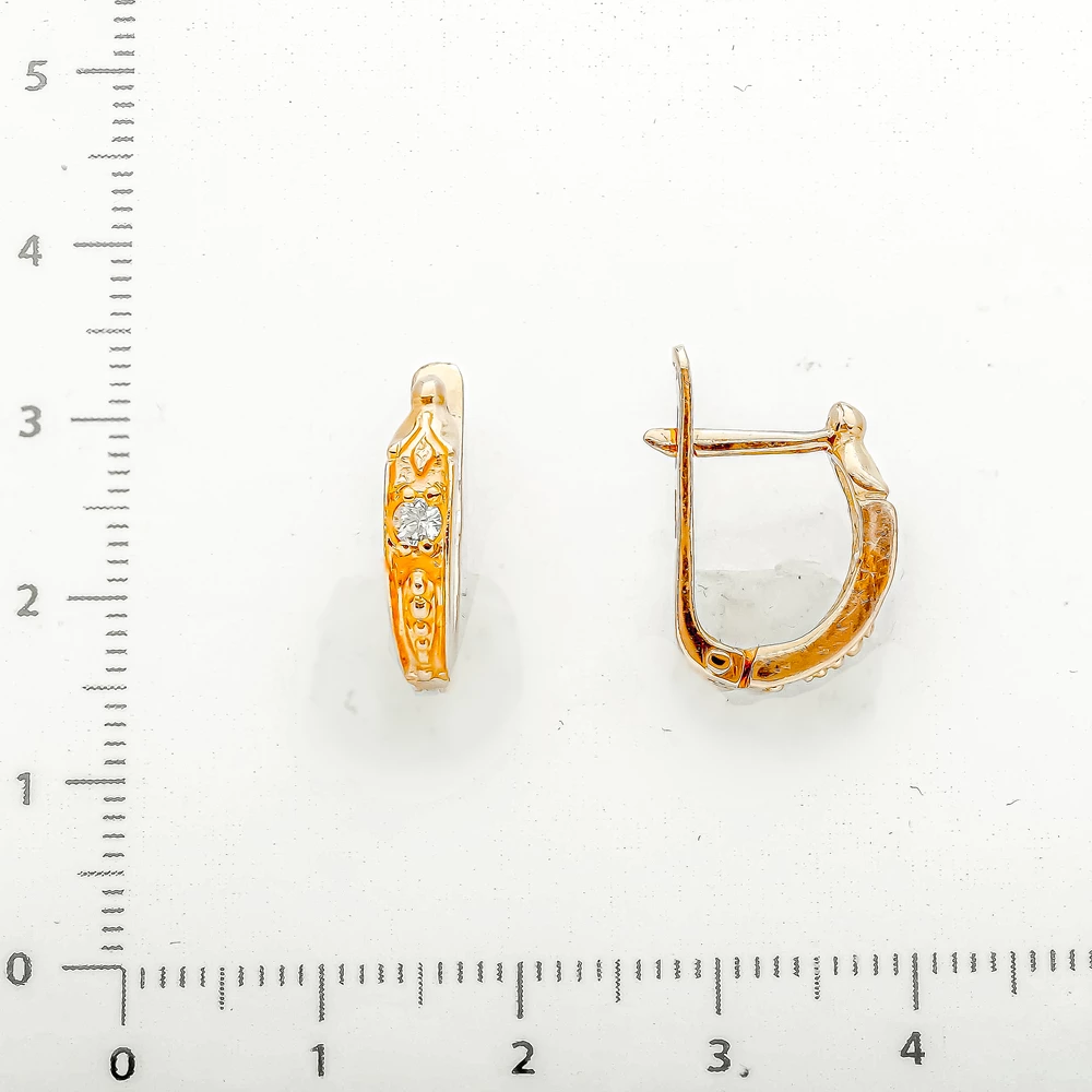 Серьги с фианитом из красного золота 585 пробы 2