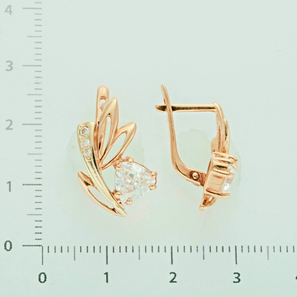 Серьги с фианитом из красного золота 585 пробы 2