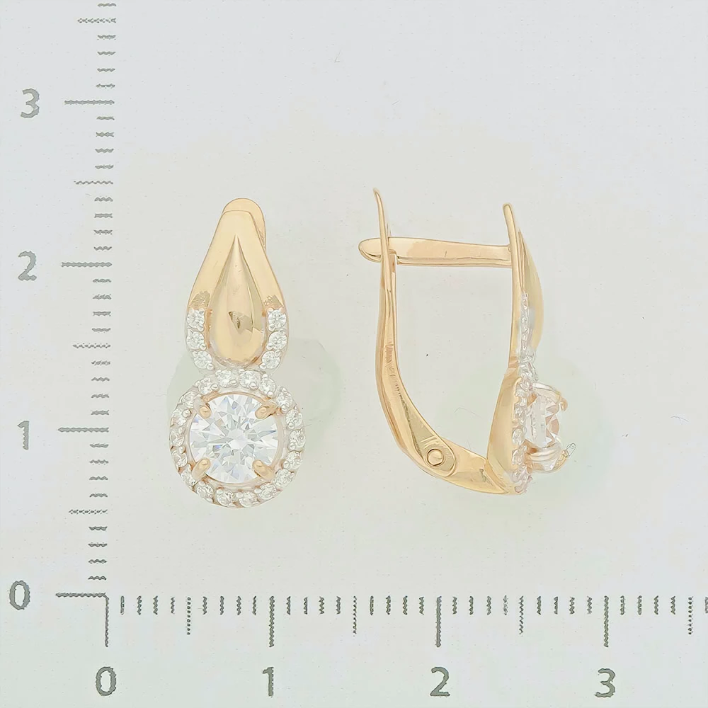 Серьги с фианитом из красного золота 585 пробы 2