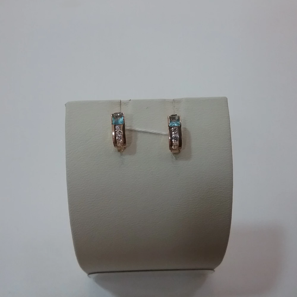 Серьги с фианитом из красного золота 585 пробы 1