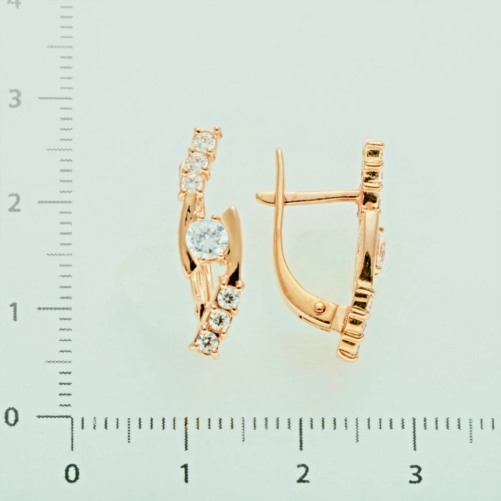Серьги с фианитом из красного золота 585 пробы 2