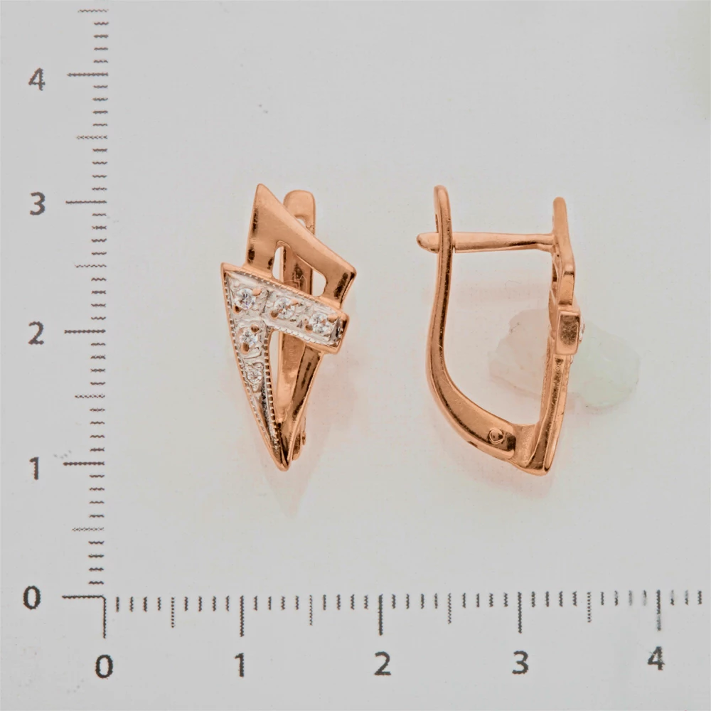 Серьги с фианитом из красного золота 585 пробы 2