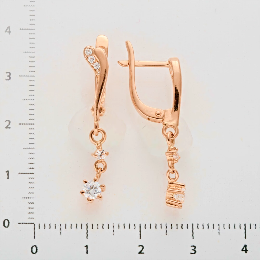 Серьги с фианитом из красного золота 585 пробы 2