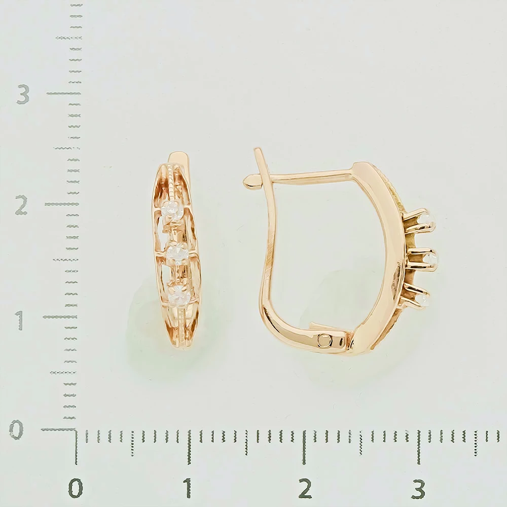 Серьги с фианитом из красного золота 583 пробы 2