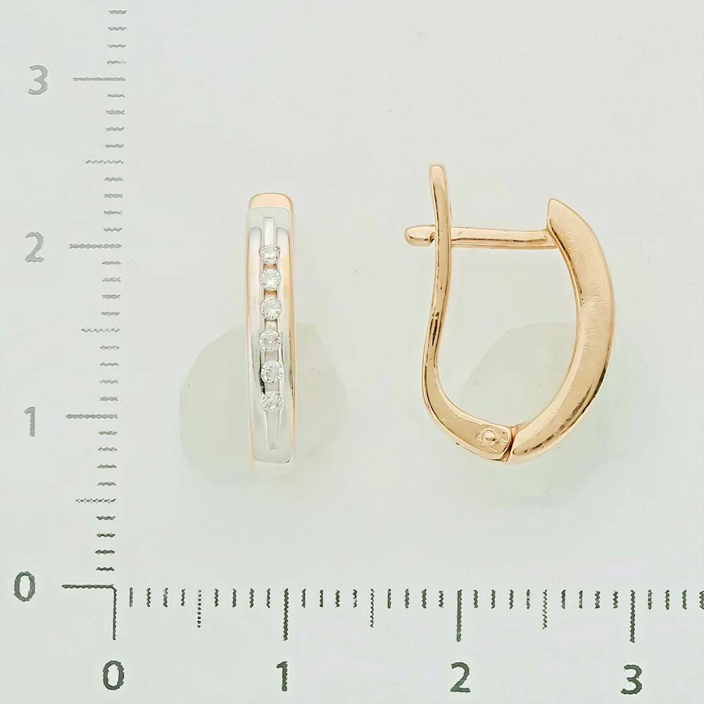 Серьги с фианитом из красного золота 585 пробы 2