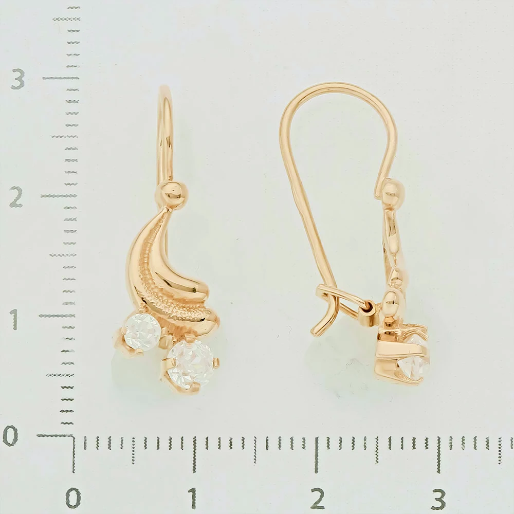 Серьги с фианитом из красного золота 585 пробы 2