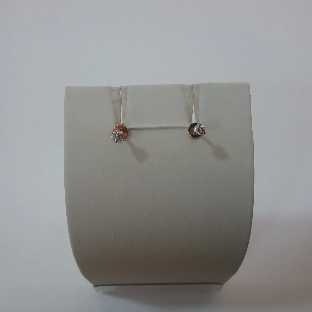 Серьги с фианитом из красного золота 585 пробы 1