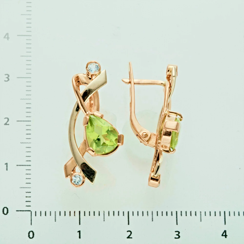 Серьги с фианитом из красного золота 585 пробы 2