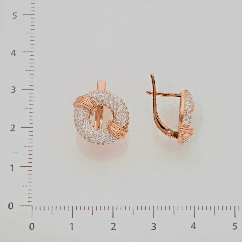 Серьги с фианитом из красного золота 585 пробы 2