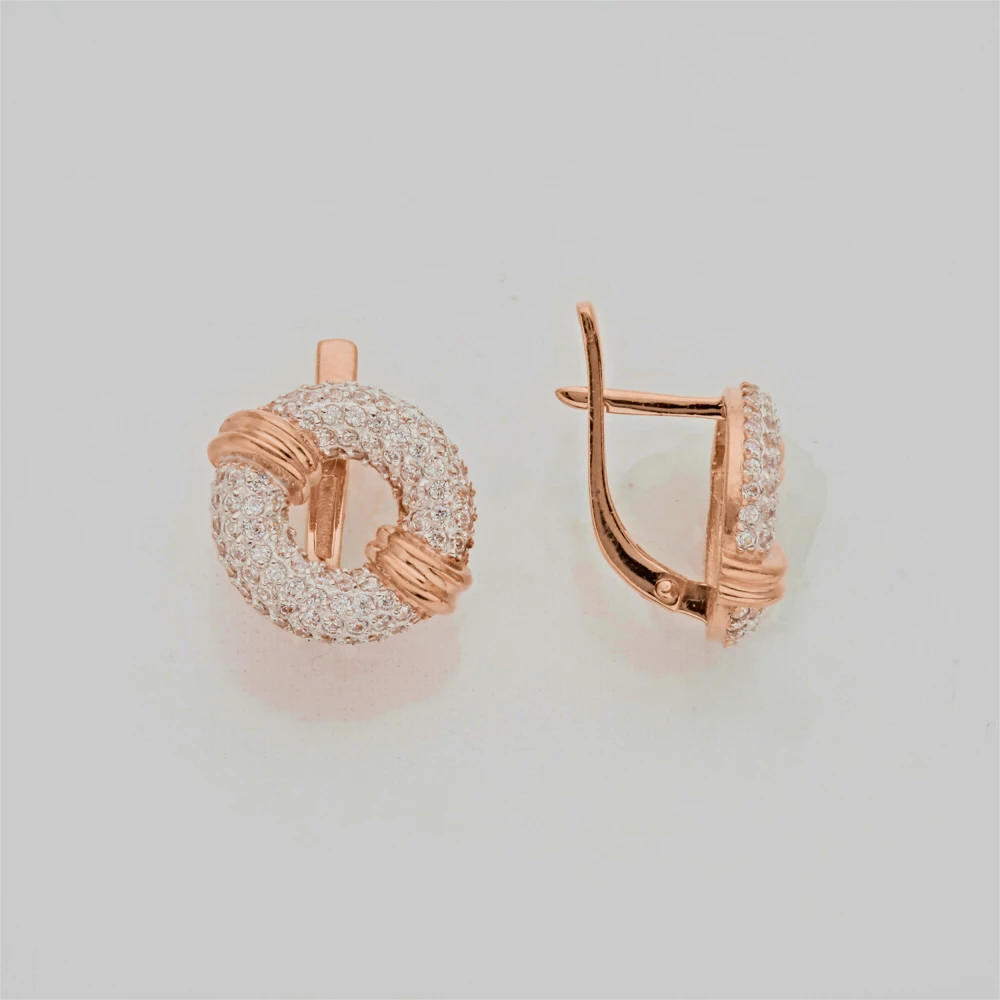 Серьги с фианитом из красного золота 585 пробы 1