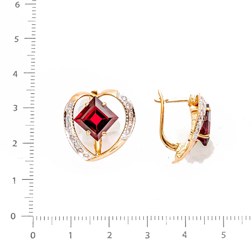 Серьги с фианитом из красного золота 585 пробы 2