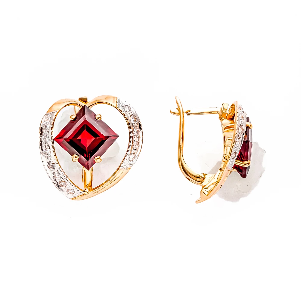 Серьги с фианитом из красного золота 585 пробы 1