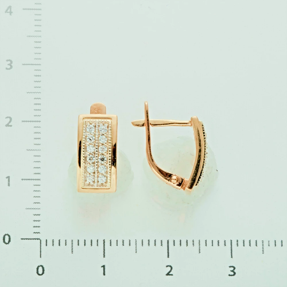 Серьги с фианитом из красного золота 585 пробы 2