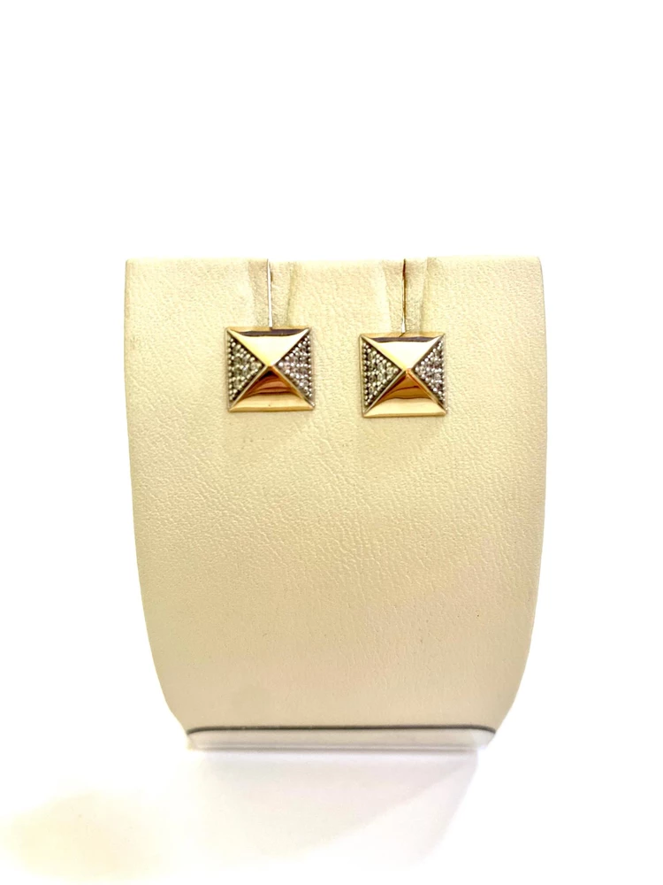 Серьги с фианитом из красного золота 585 пробы 1