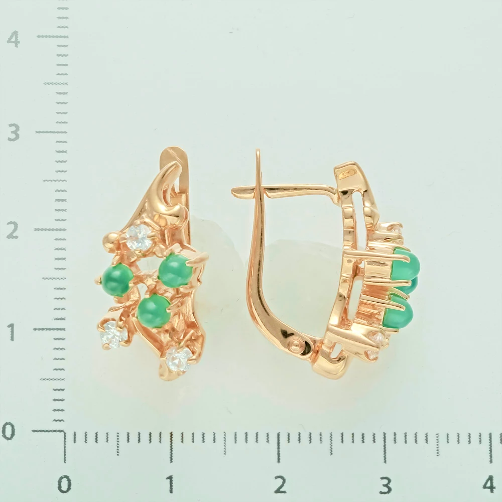 Серьги с фианитом из красного золота 585 пробы 2