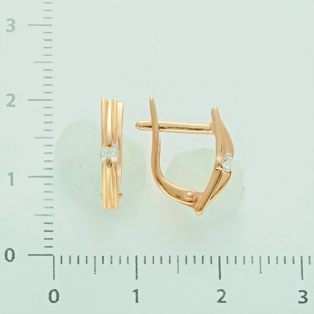 Серьги с бриллиантом из красного золота 585 пробы 2
