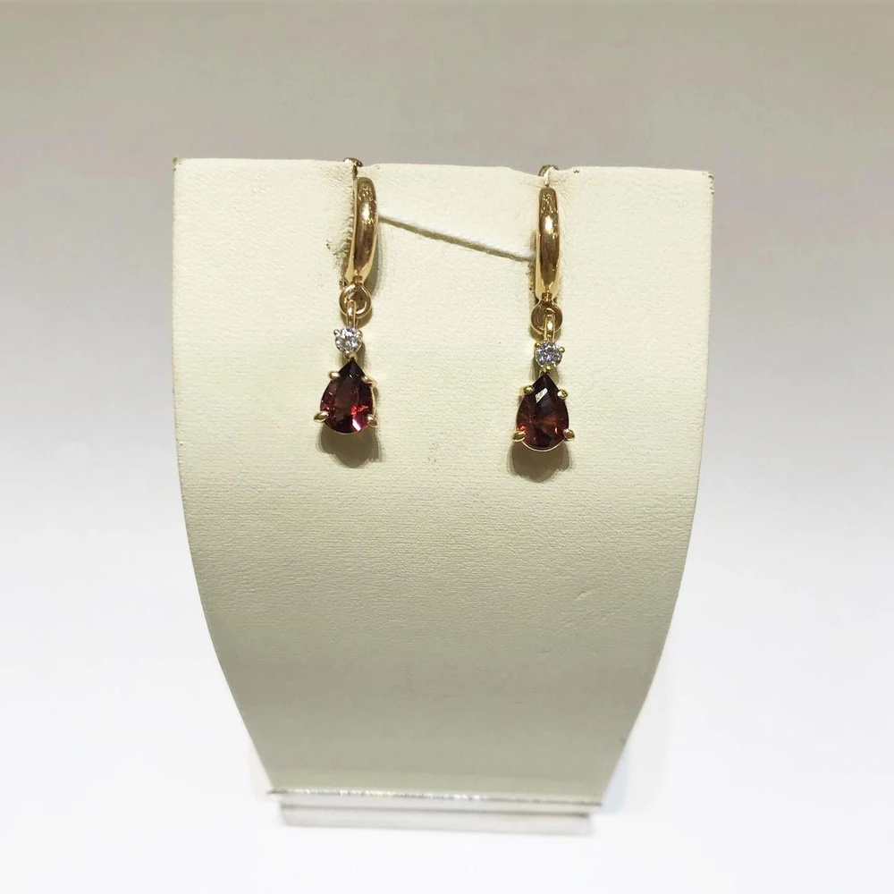 Серьги с фианитом из красного золота 585 пробы 1