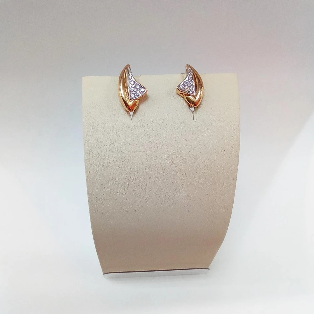 Серьги с фианитом из красного золота 585 пробы 1