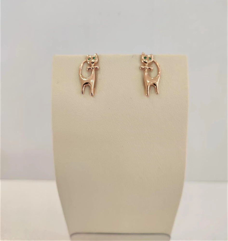 Серьги с фианитом из красного золота 585 пробы 1