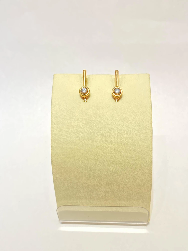 Серьги с фианитом из красного золота 375 пробы